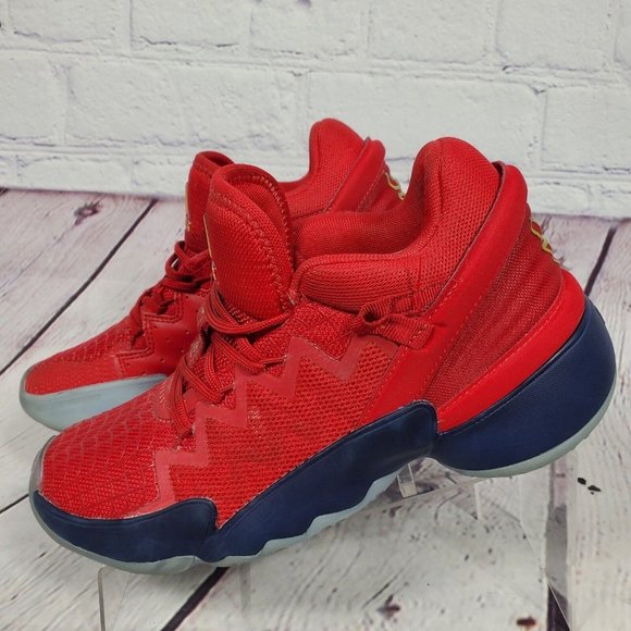 Adidas Youth Size 4.5 Red D.O.N. Issue 2 Spider Man Basketball Shoes - Picture 5 of 9